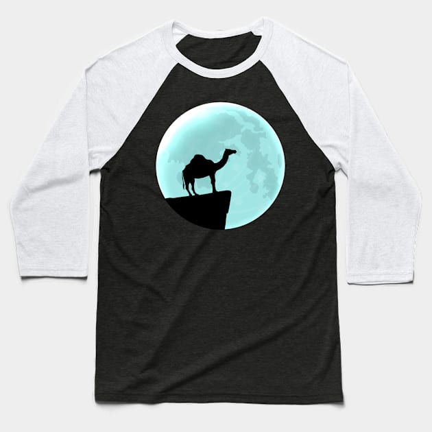 Camel Silhouette With Moon Gift Baseball T-Shirt by Aliaksandr